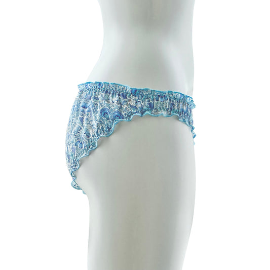 Liberty Print Soft Organic Cotton Lawn Ruffle Knicker - Lodden (Blue)