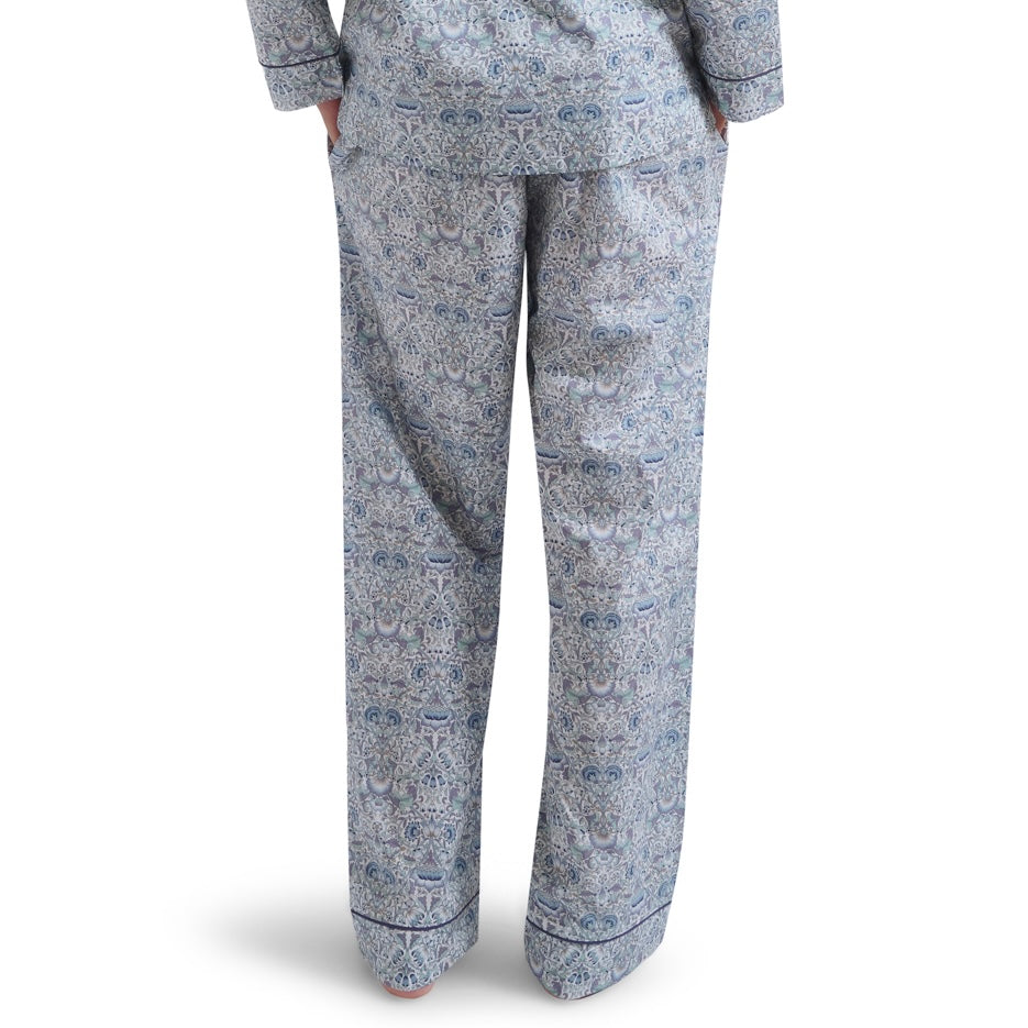 Liberty Print Classic Pyjama Trouser In Organic Cotton Lawn - Lodden (Blue)