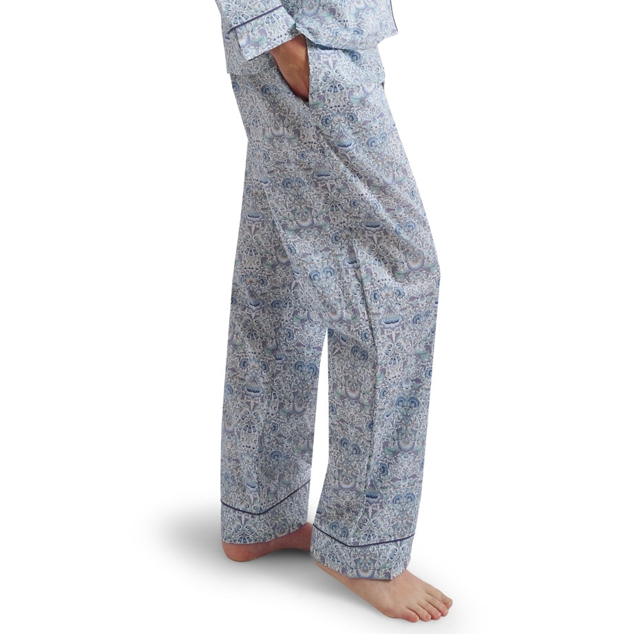 Liberty Print Classic Pyjama Trouser In Organic Cotton Lawn - Lodden (Blue)