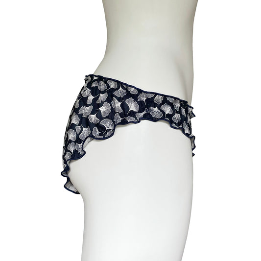 Organic Cotton Lawn Ruffle Knicker - Gingko (Navy)