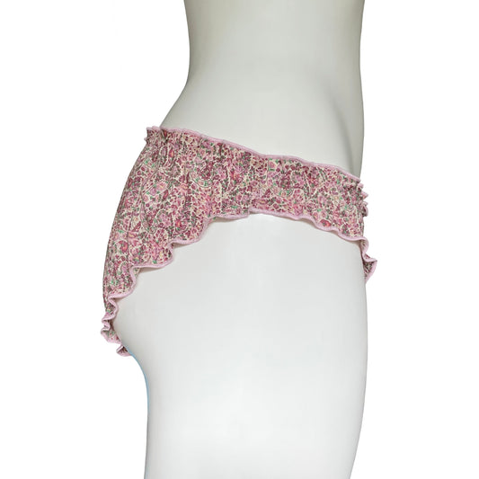 Organic Cotton Lawn Ruffle Knicker - Pink Paisley