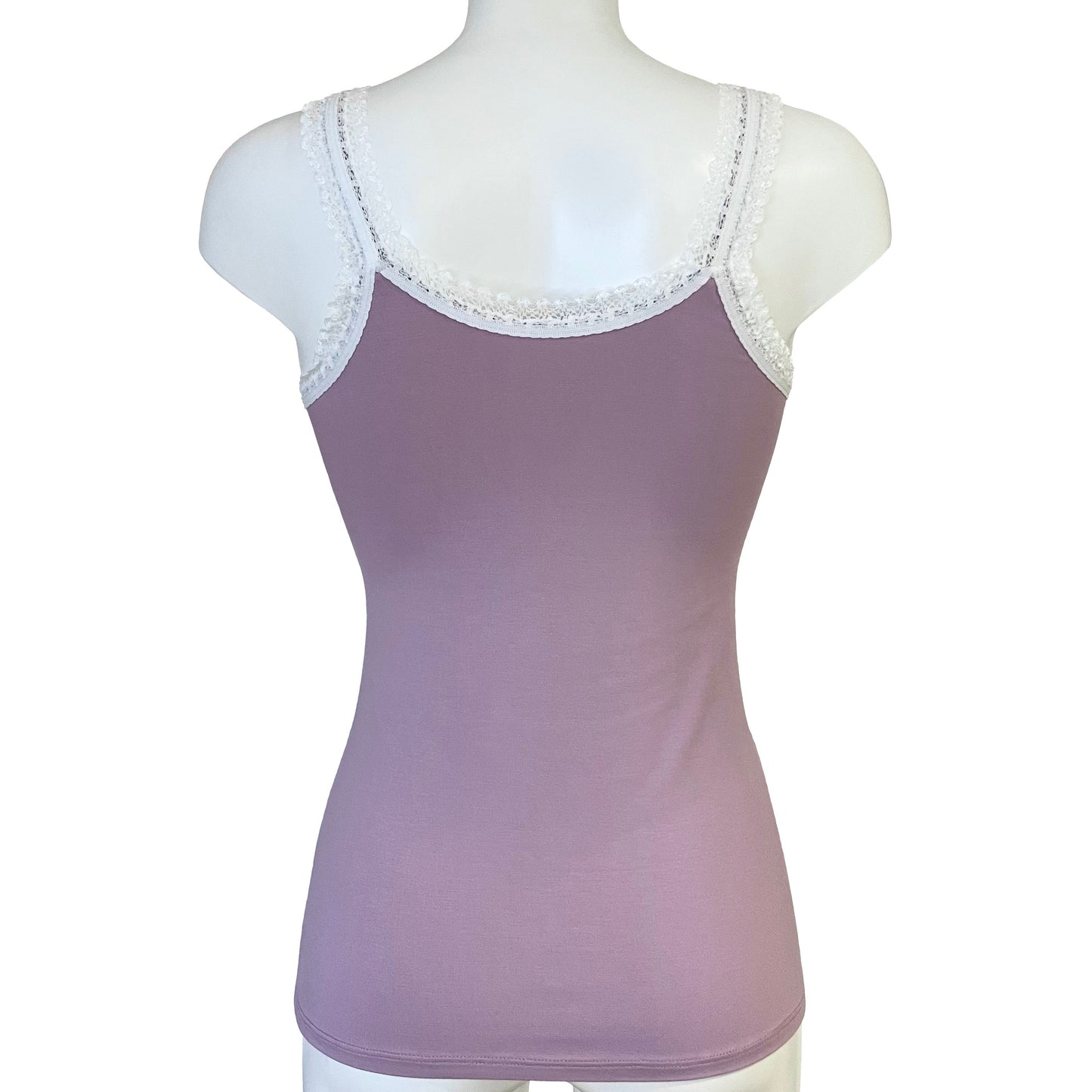 Bamboo Jersey Tank Vest Top - Mauve & Ivory