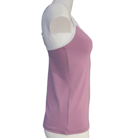 Bamboo Jersey Simple Strappy Cami Top - Mauve & Ivory