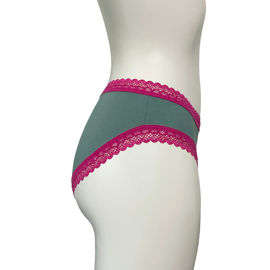 Bamboo High Leg Knicker - Eucalyptus & Raspberry