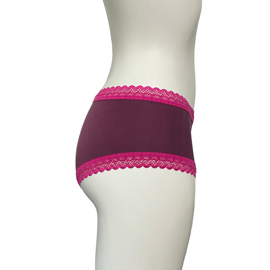 Bamboo Boy Short Knicker - Damson & Raspberry