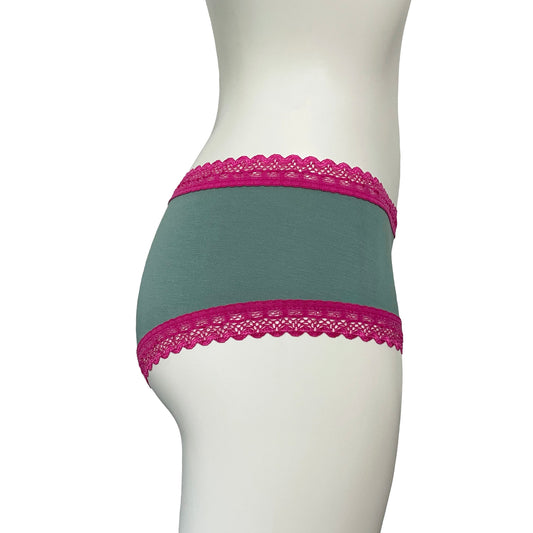 Bamboo Boy Short Knicker - Eucalyptus & Raspberry