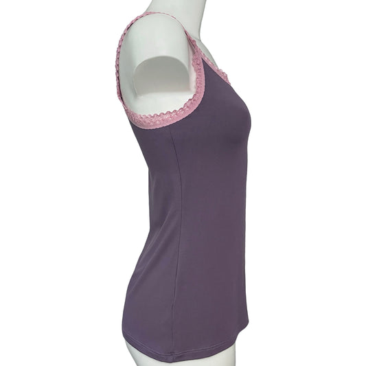 Bamboo Jersey Tank Vest Top - Grape & Vintage Rose
