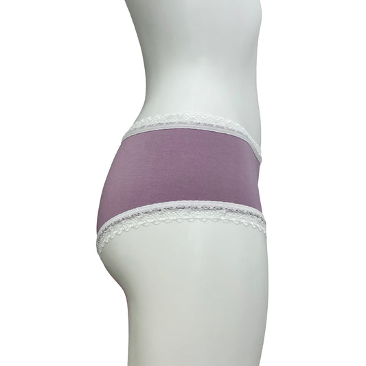 Bamboo Boy Short Knicker - Mauve & Ivory