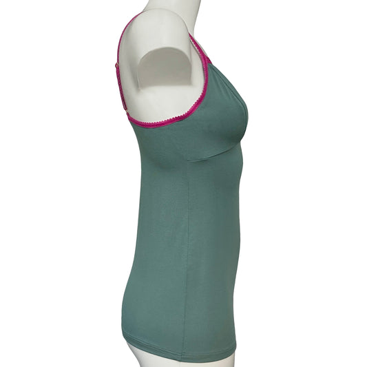 Bamboo Jersey Strappy Cami Top With Cups - Eucalyptus & Raspberry