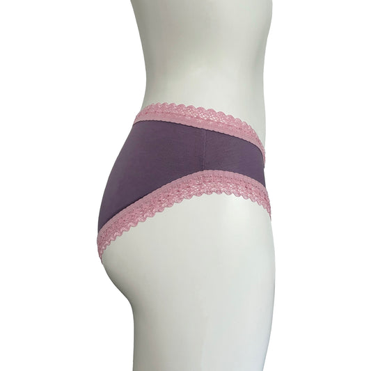 Bamboo High Leg Knicker - Grape & Vintage Rose