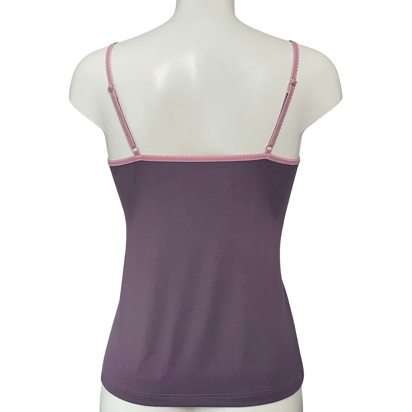 Bamboo Jersey Simple Strappy Cami Top - Grape & Vintage Rose