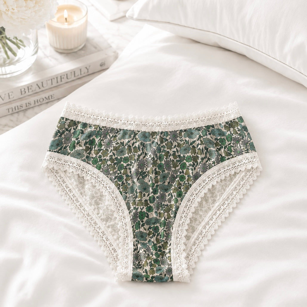 Liberty Print Bamboo High Leg Knicker - Verdant Whisper