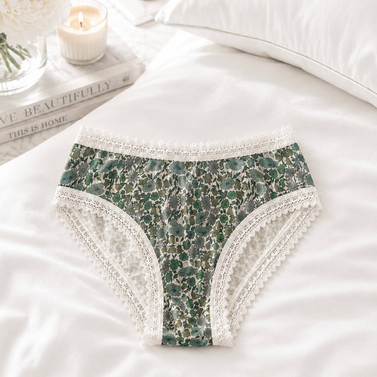 Liberty Print Bamboo High Leg Knicker - Verdant Whisper