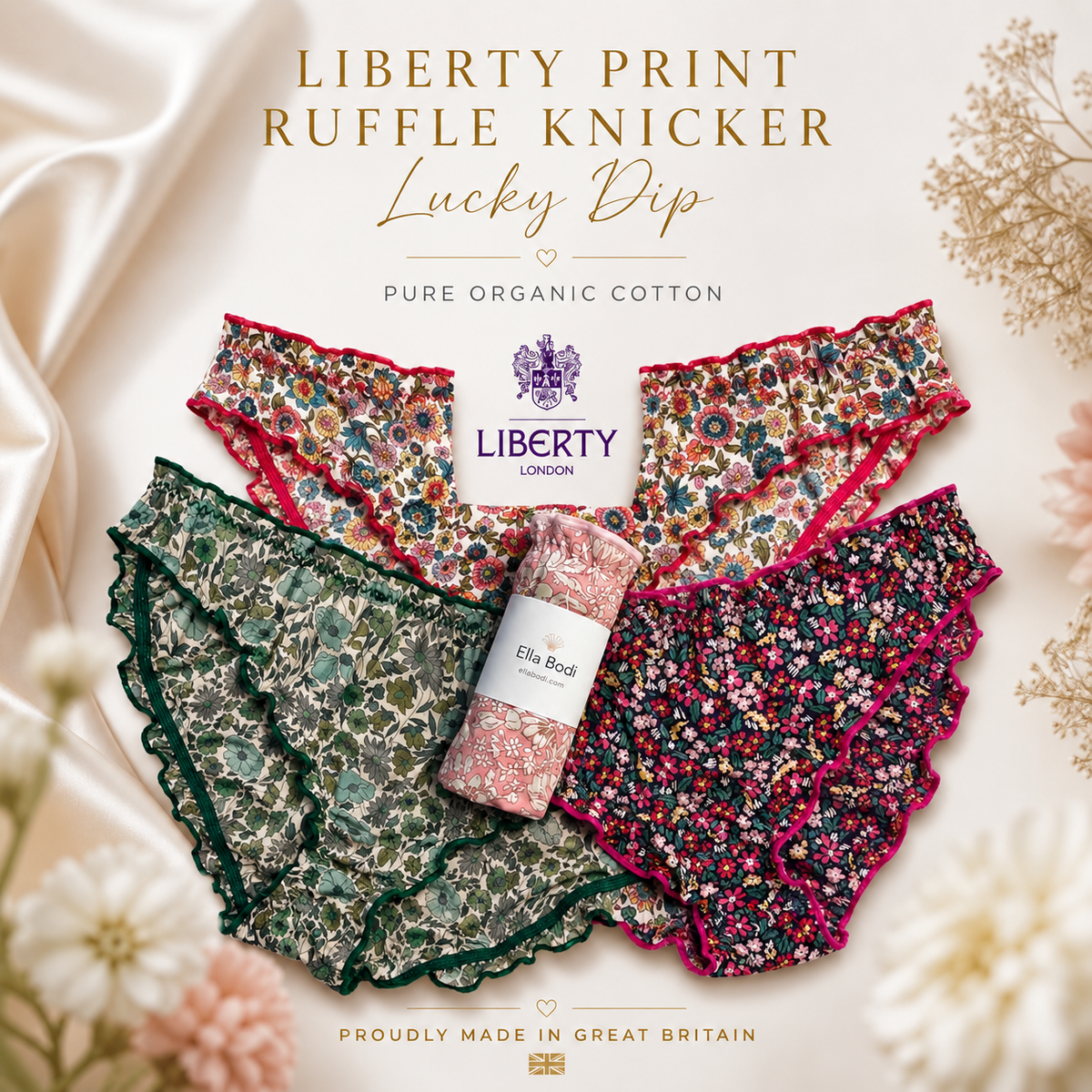 Liberty Print Soft Organic Cotton Lawn Ruffle Knicker | Lucky Dip