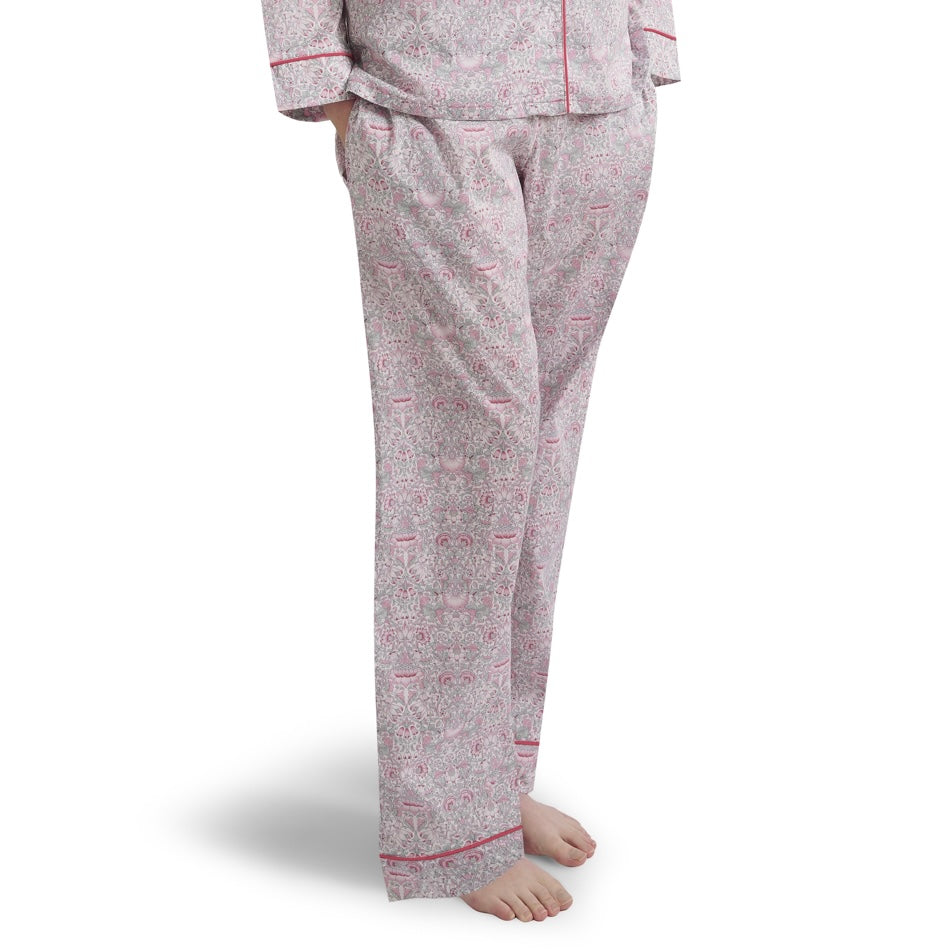 Liberty Print Classic Pyjama Trouser In Organic Cotton Lawn - Lodden (Pink)