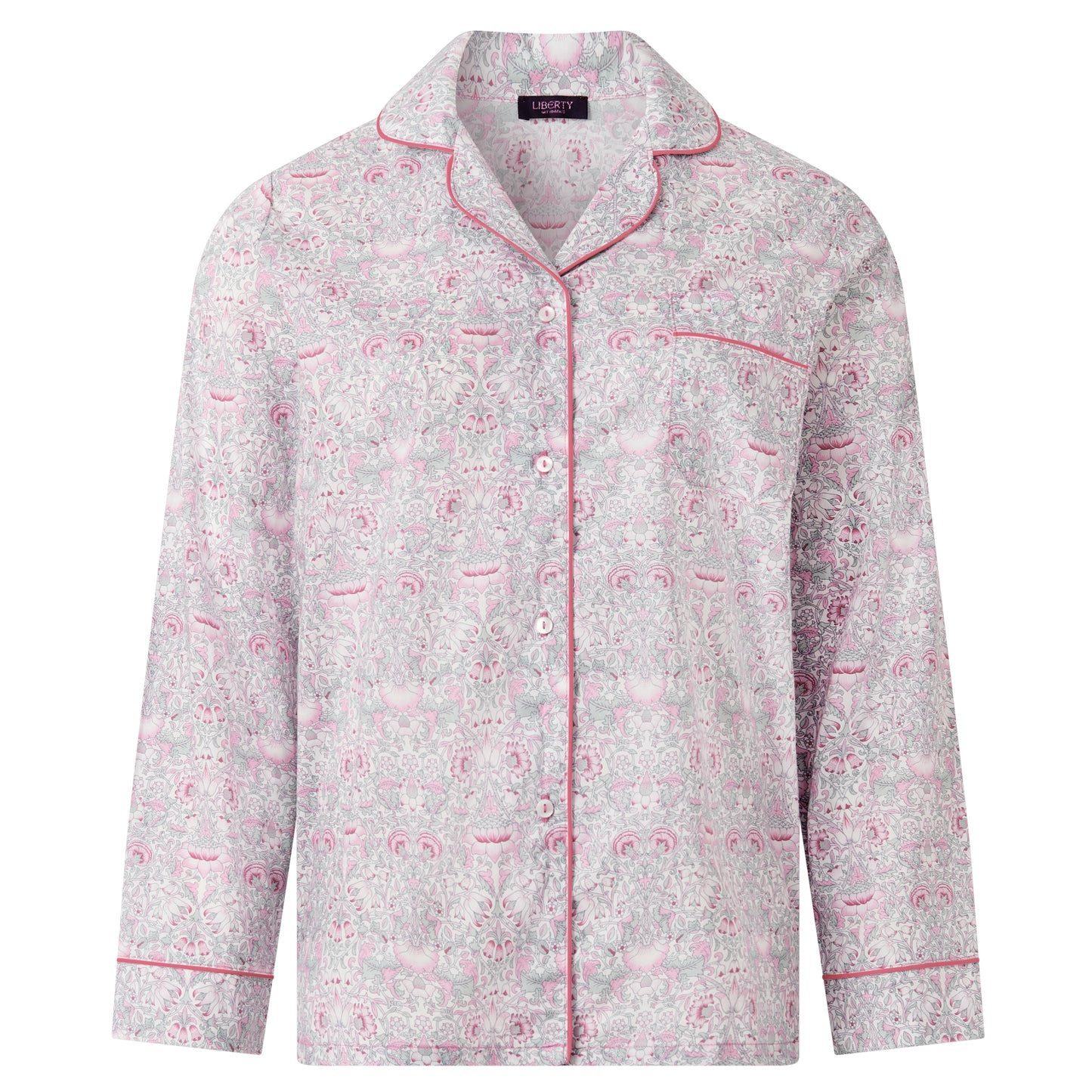 Liberty Print Classic Pyjama Jacket In Organic Cotton Lawn - Lodden (Pink)