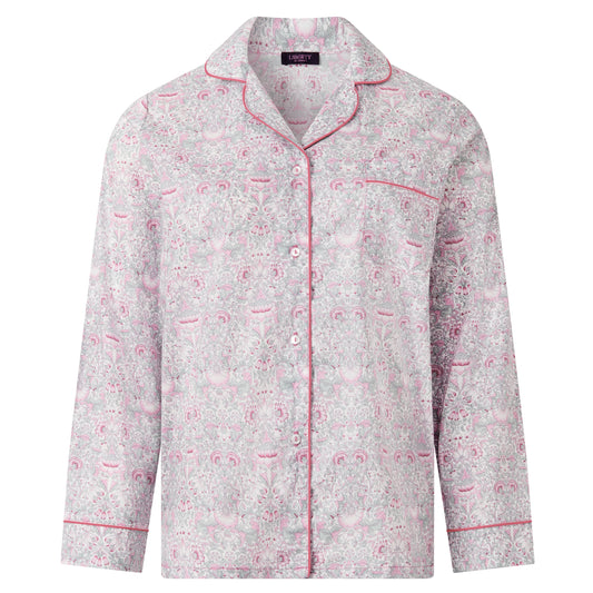 Liberty Print Classic Pyjama Jacket In Organic Cotton Lawn - Lodden (Pink)