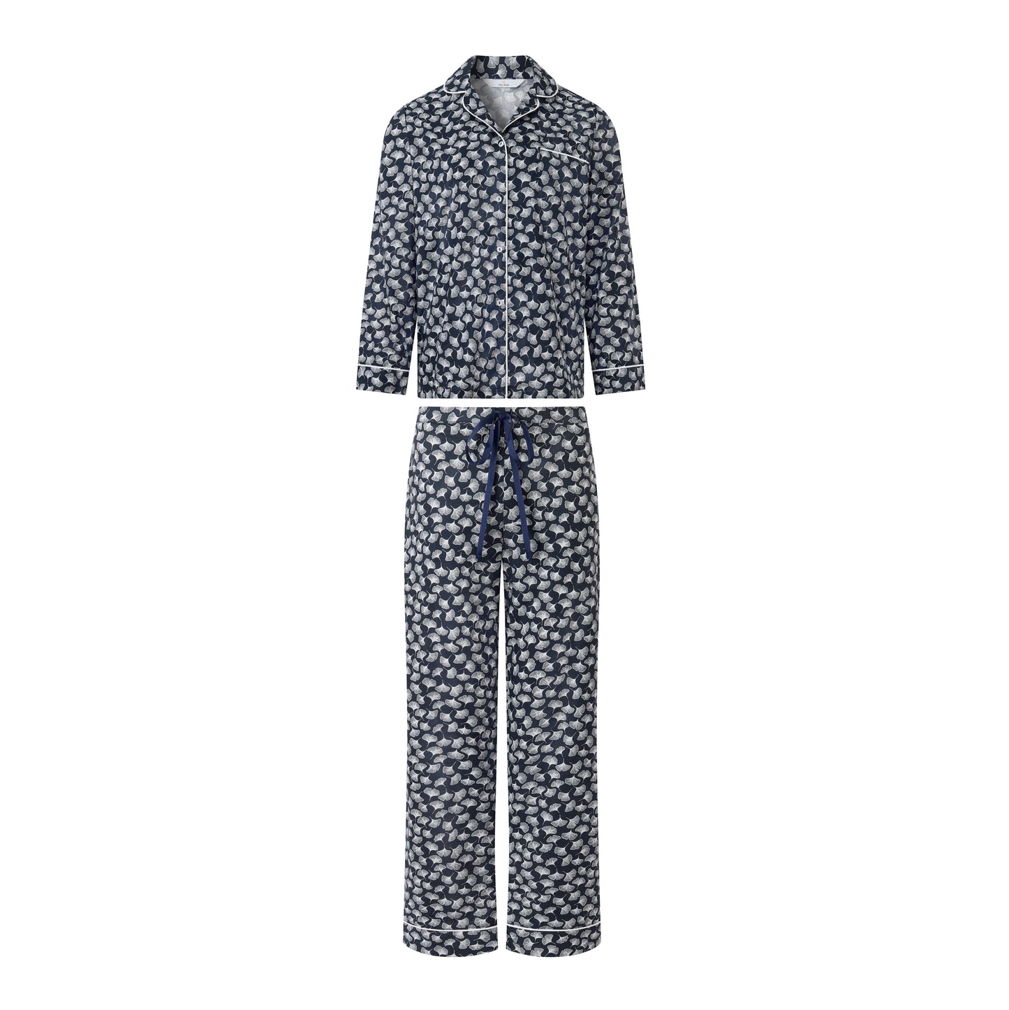Classic Pyjama In Organic Cotton Lawn - Gingko (Navy)