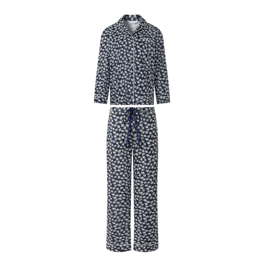 Classic Pyjama In Organic Cotton Lawn - Gingko (Navy)