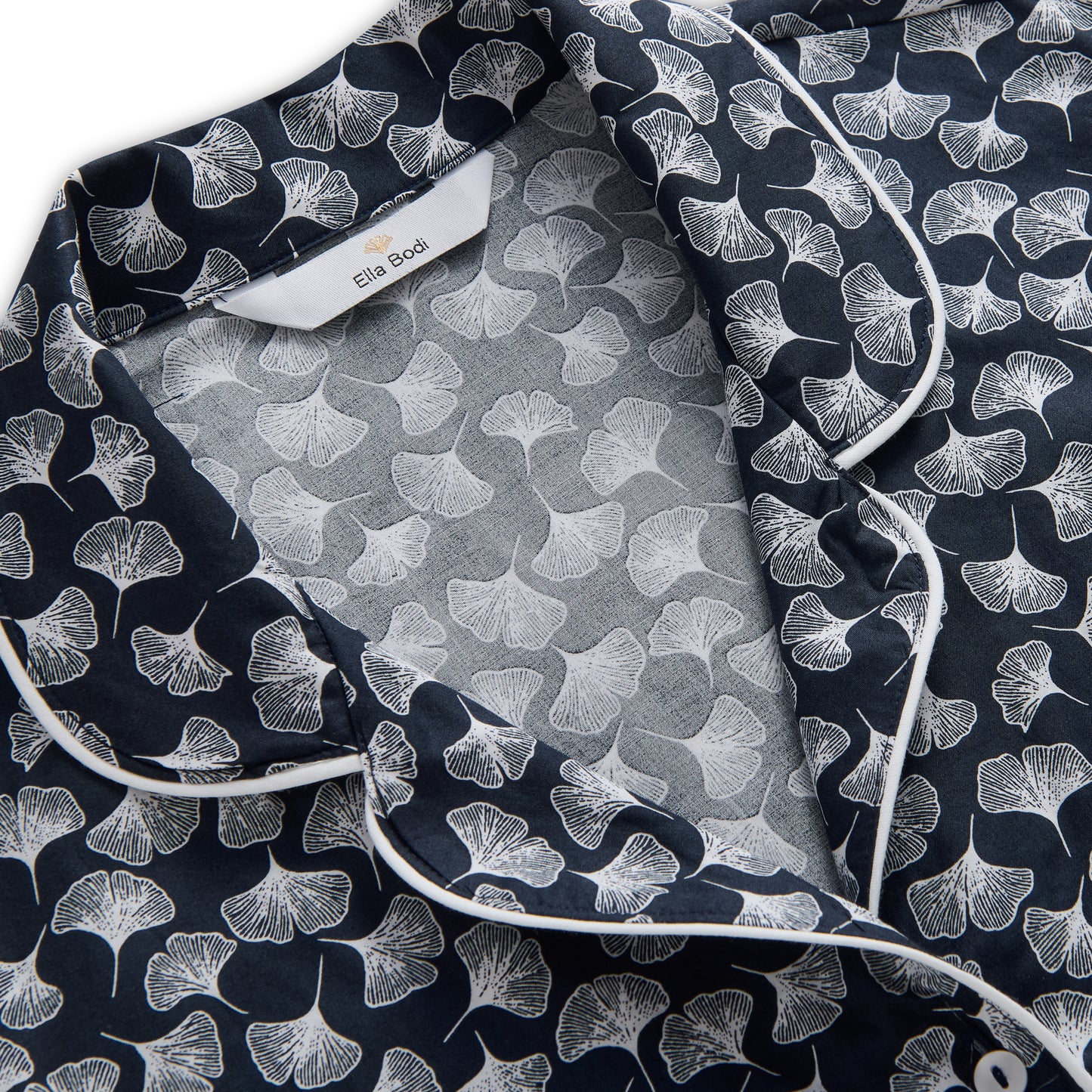 Classic Pyjama In Organic Cotton Lawn - Gingko (Navy)
