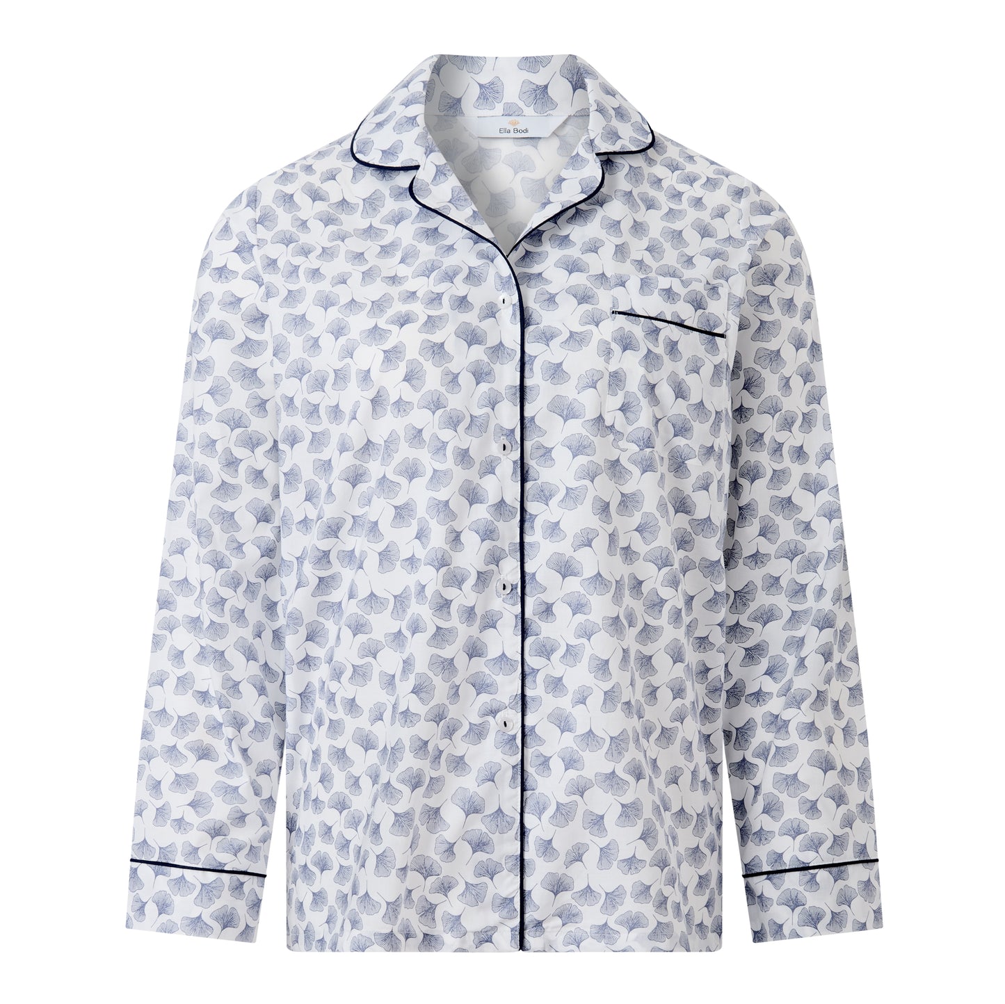 Classic Pyjama In Organic Cotton Lawn - Gingko (White)