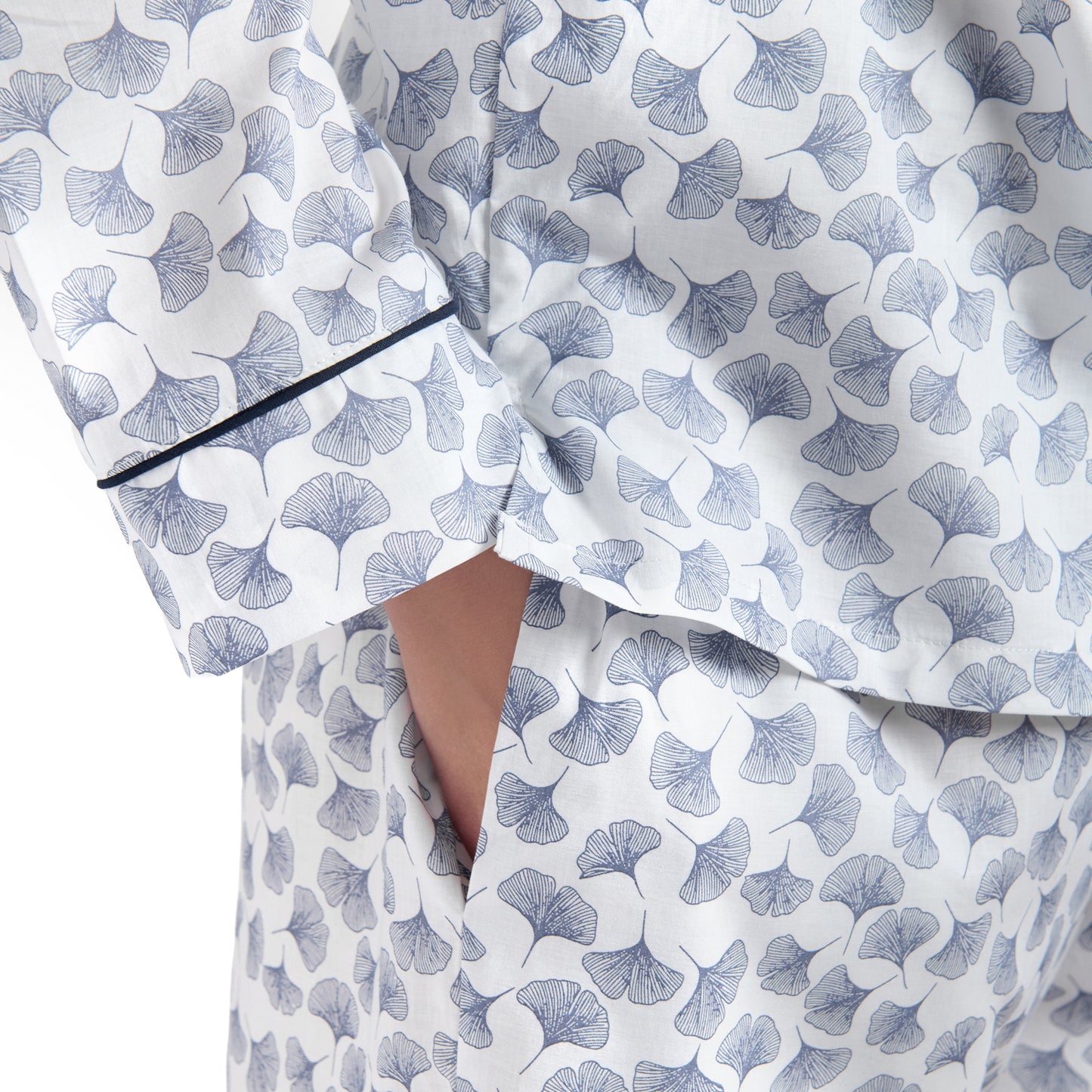 Classic Pyjama In Organic Cotton Lawn - Gingko (White)