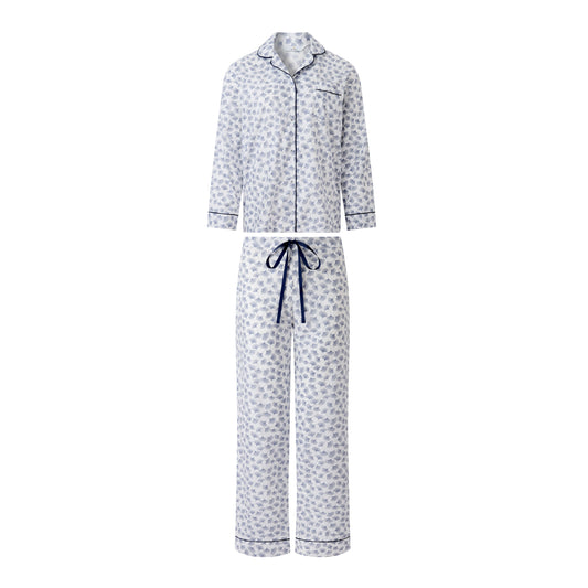 Classic Pyjama In Organic Cotton Lawn - Gingko (White)