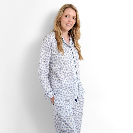 Classic Pyjama In Organic Cotton Lawn - Gingko (White)