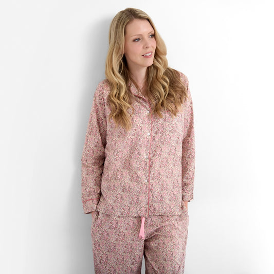 Classic Pyjama In Organic Cotton Lawn - Pink Paisley