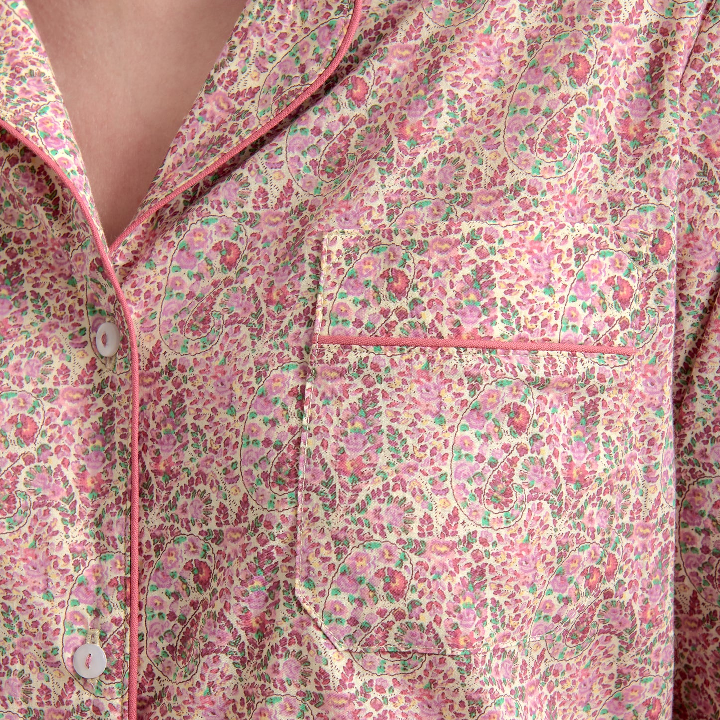 Classic Pyjama In Organic Cotton Lawn - Pink Paisley