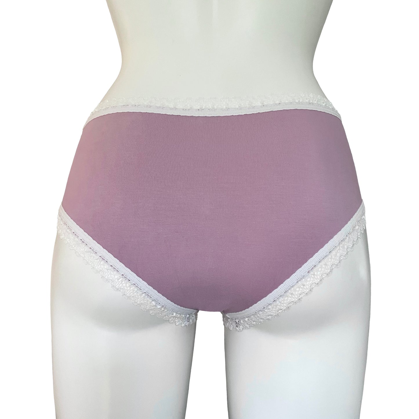 Soft bamboo jersey classic knicker by Ella Bodi in mauve and ivory, beautifully handmade in Britain for everyday comfort and elegance.