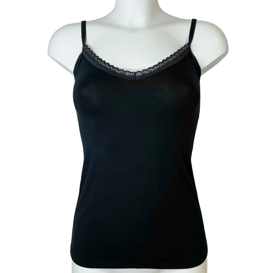 Bamboo Jersey Simple Strappy Cami Top - Black