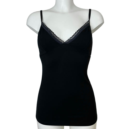 Bamboo Jersey Strappy Cami Top With Cups - Black