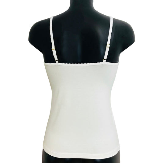 Bamboo Jersey Simple Strappy Cami Top - Ivory