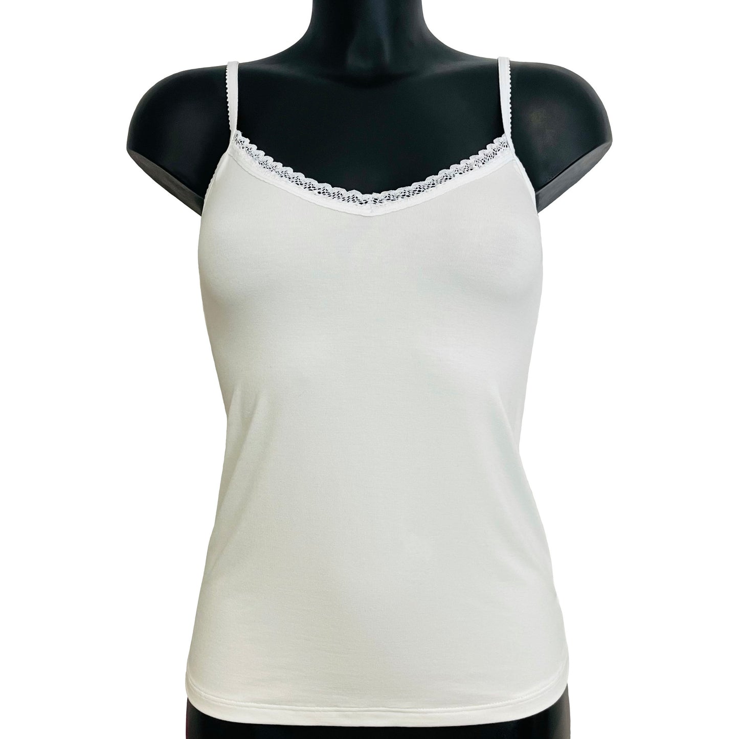 Bamboo Jersey Simple Strappy Cami Top - Ivory