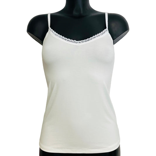 Bamboo Jersey Simple Strappy Cami Top - Ivory