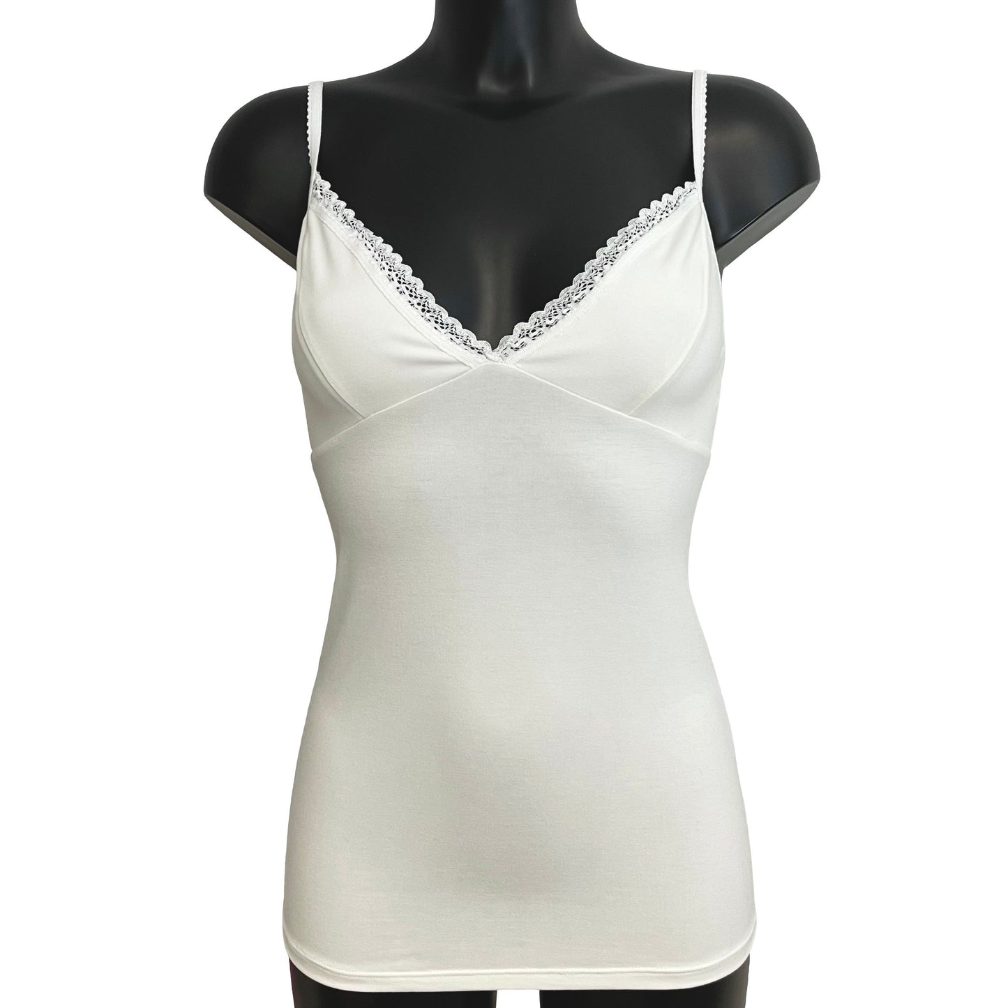 Bamboo Jersey Strappy Cami Top With Cups - Ivory