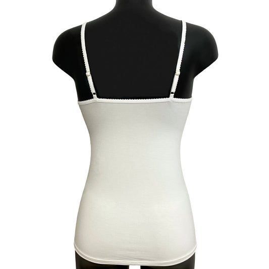 Bamboo Jersey Strappy Cami Top With Cups - Ivory