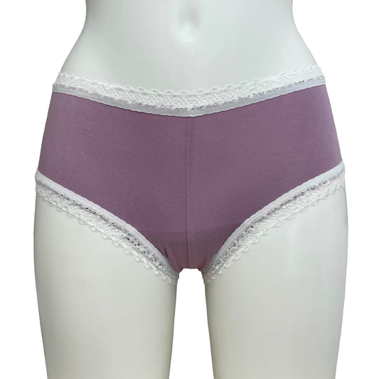 Bamboo Boy Short Knicker - Mauve & Ivory