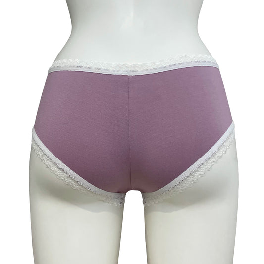 Bamboo Boy Short Knicker - Mauve & Ivory