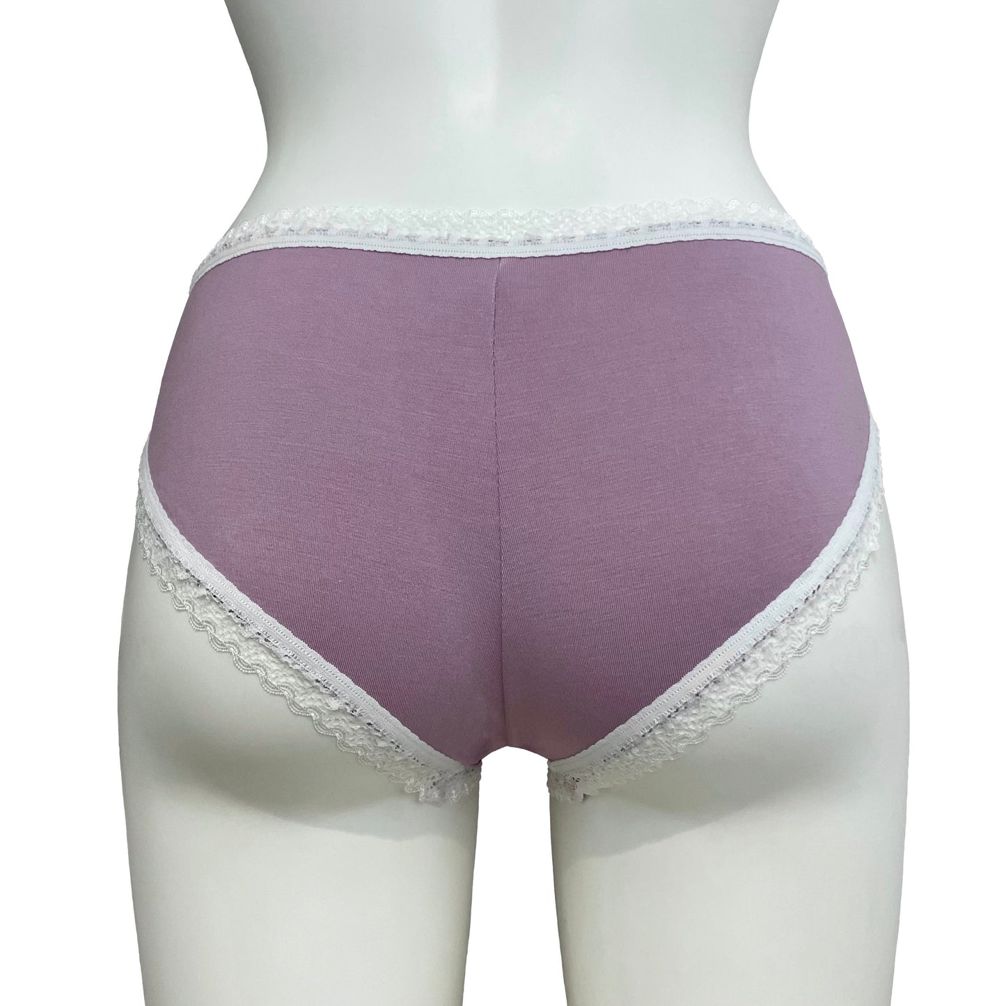 Bamboo High Leg Knicker - Mauve & Ivory