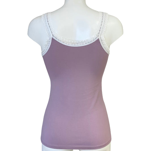 Bamboo Jersey Tank Vest Top - Mauve & Ivory
