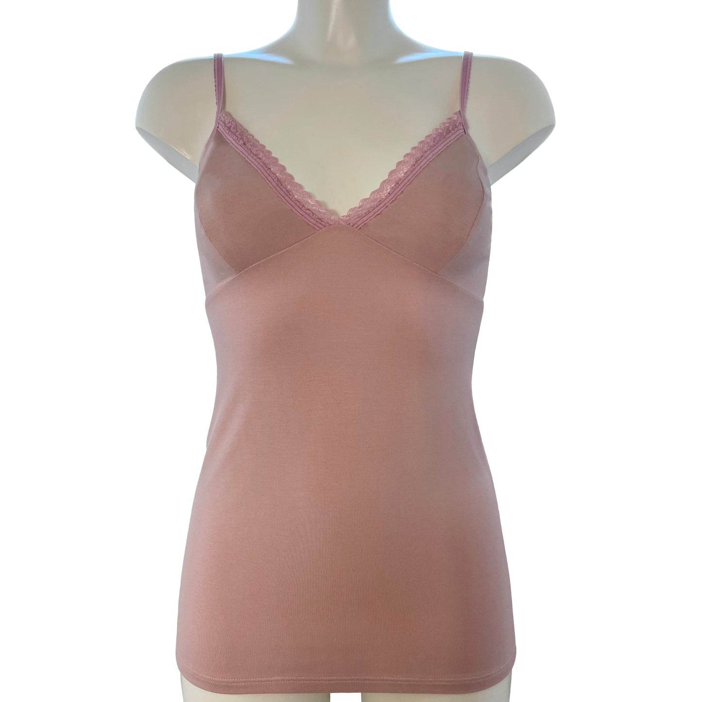 Bamboo Jersey Strappy Cami Top With Cups - Blush