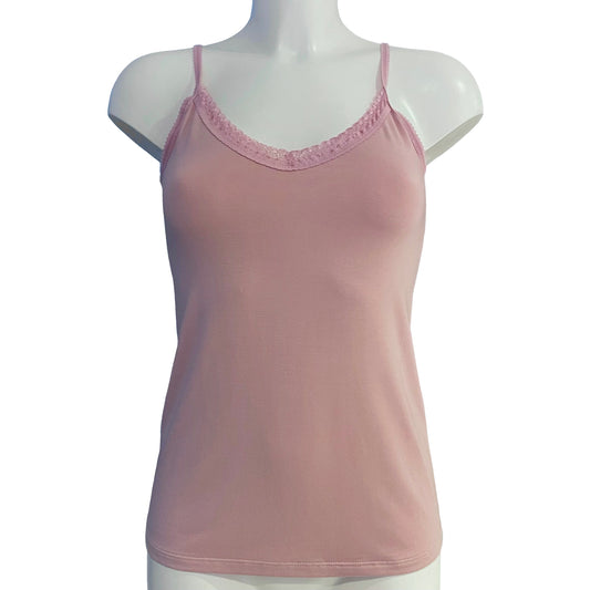 Bamboo Jersey Simple Strappy Cami Top - Blush