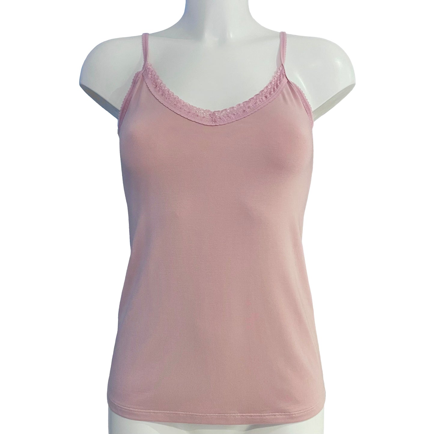 Bamboo Jersey Simple Strappy Cami Top - Blush