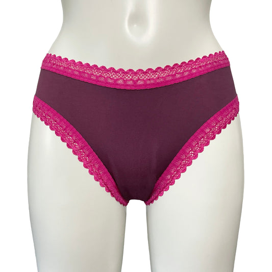 Bamboo High Leg Knicker - Damson & Raspberry