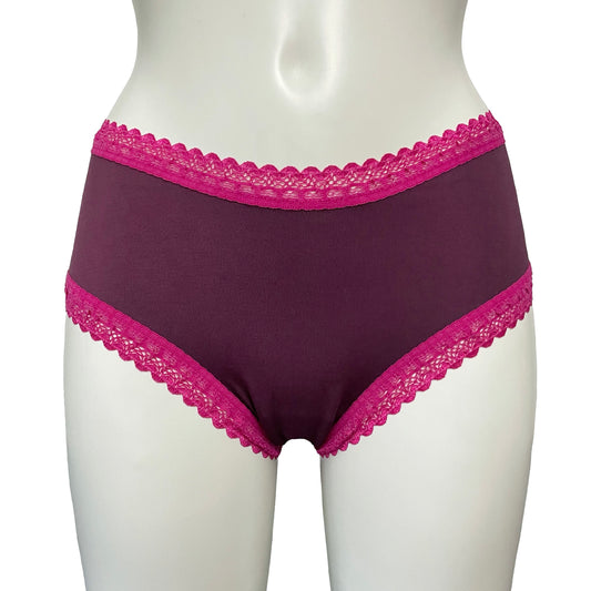 Bamboo Classic Fit Knicker - Damson & Raspberry