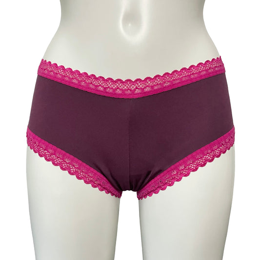 Bamboo Boy Short Knicker - Damson & Raspberry