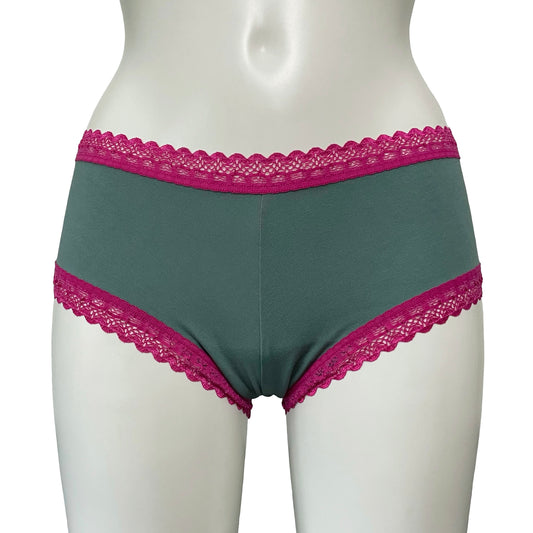 Bamboo Boy Short Knicker - Eucalyptus & Raspberry