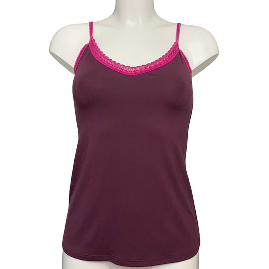 Bamboo Jersey Simple Strappy Cami Top - Damson & Raspberry